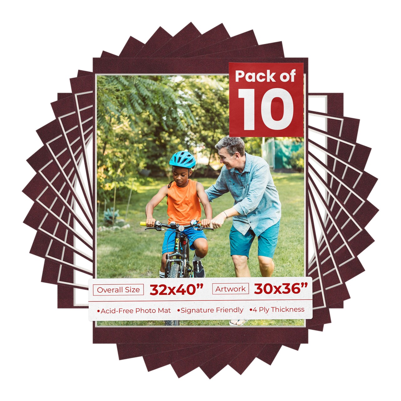 Dark Red Suede Mat Board for 32x40 Frames - Fits 30x36 Photos